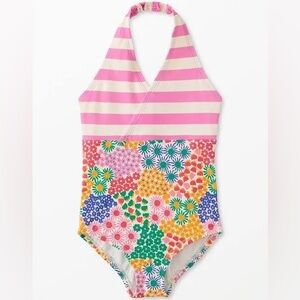 NWT Hanna Andersson One Piece Halter Swimsuit, Sea Daisy Mixie, Size 85 (US 2T)